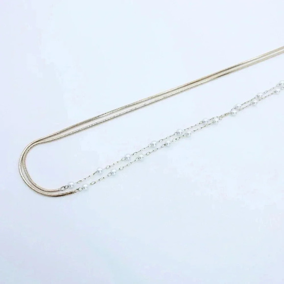 Delicate Pearl Necklace | Pearl Necklace | Gold Plated | Long Necklace - Picture 1 of 5